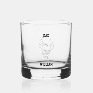 Personalized Dad Father Daddy Gift with Kid's Name Whiskey Glass