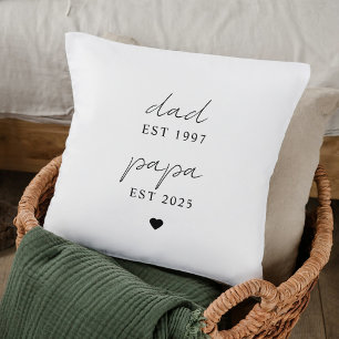 Personalized Dad & Papa EST Throw Pillow   Custom 