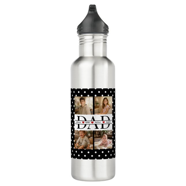 Personalized Dad Photo Collage & Kids Name 710 Ml Water Bottle (Right)