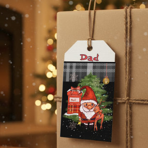 Personalized "Dad" Santa & Reindeer Christmas  Gift Tags