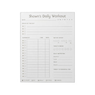 Personalized Daily Workout Exercise Planner Notepad