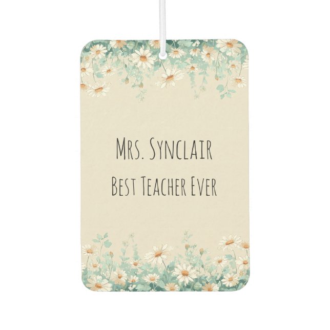 Personalized Daisy Teacher Thank You Car Air Freshener (Front)