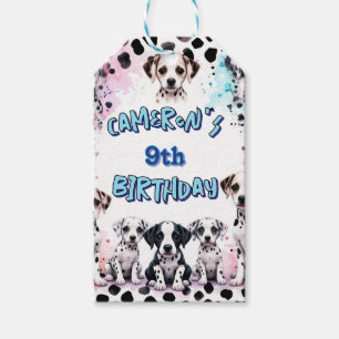 Personalized Dalmatian Puppy Birthday Watercolor Gift Tags