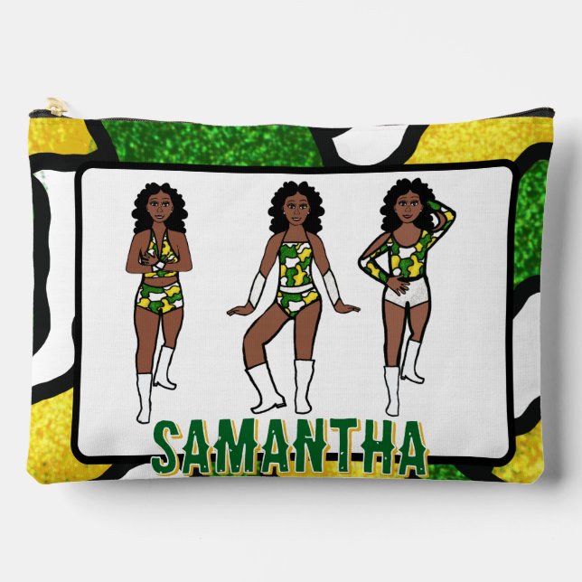 Personalized Dancer Green Yellow Camo #1 Accessory Pouch (Front)