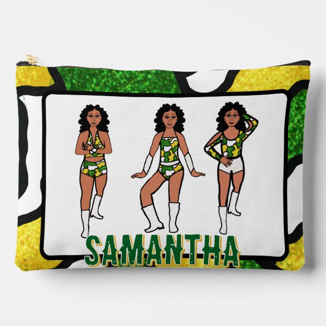Personalized Dancer Green Yellow Camo #2 Accessory Pouch (Front)
