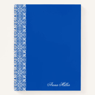 Personalized Dark Blue Floral Notebook