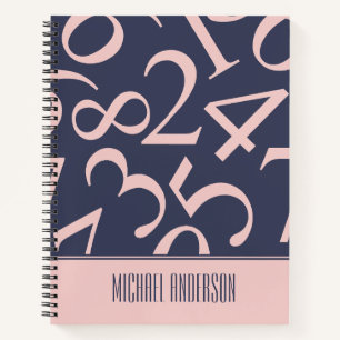 Personalized Dark Blue Number Pattern Math Graph Notebook