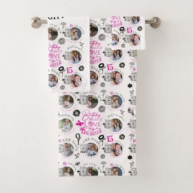 Personalized Daughter Birthday Gifts Bath Towel Set (Insitu)