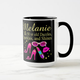 PERSONALIZED DAZZLING DIVA 50TH BIRTHDAY MUG