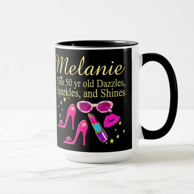 PERSONALIZED DAZZLING DIVA 50TH BIRTHDAY MUG (Right)