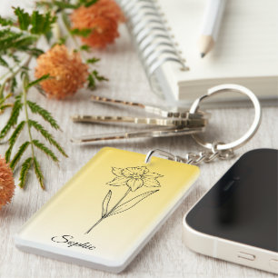 Personalized December Birth Flower Narcissus Key Ring