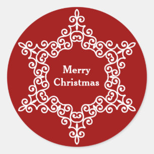 Personalized Decorative Snowflake Christmas Design Classic Round Sticker