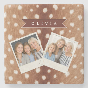 Personalized Deer Print Neutral Aesthetic Gifts Stone Coaster