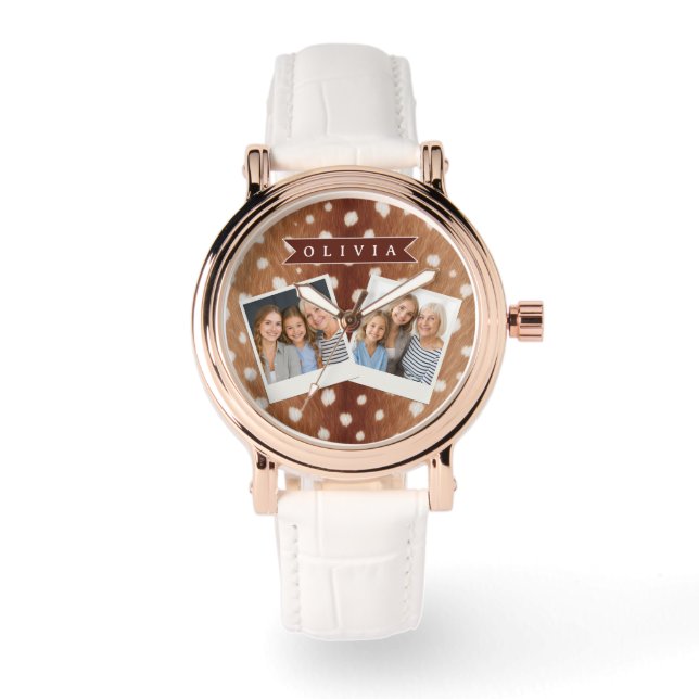 Personalized Deer Print Neutral Aesthetic Gifts Watch (Front)