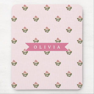 Personalized Delicate Botanical Floral Romantic Mouse Mat