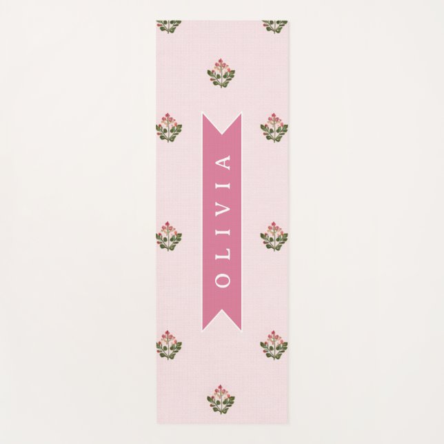 Personalized Delicate Botanical Floral Romantic Yoga Mat (Front)