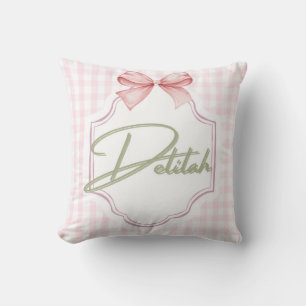 Personalized Delilah Baby Girl Nursery Gingham Cushion