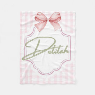 Personalized Delilah Baby Girl Nursery Gingham  Fleece Blanket