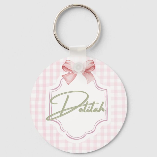 Personalized Delilah Baby Girl Nursery Gingham  Key Ring (Front)