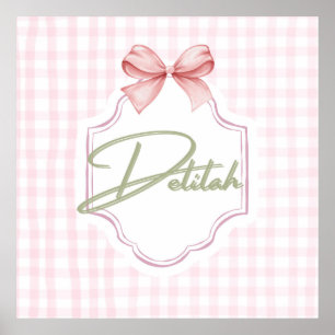 Personalized Delilah Baby Girl Nursery Gingham  Poster