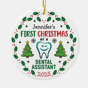 Personalized Dental Assistant First Christmas Tree Ceramic Tree Decoration