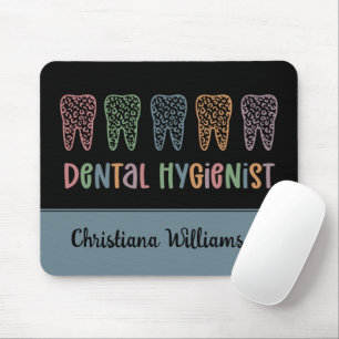 Personalized Dental Hygienist Leopard Print teeth Mouse Mat