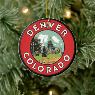 PERSONALIZED Denver CO Ceramic Tree Decoration