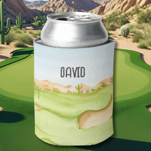 Personalized Desert Golf Course Watercolor Can Cooler