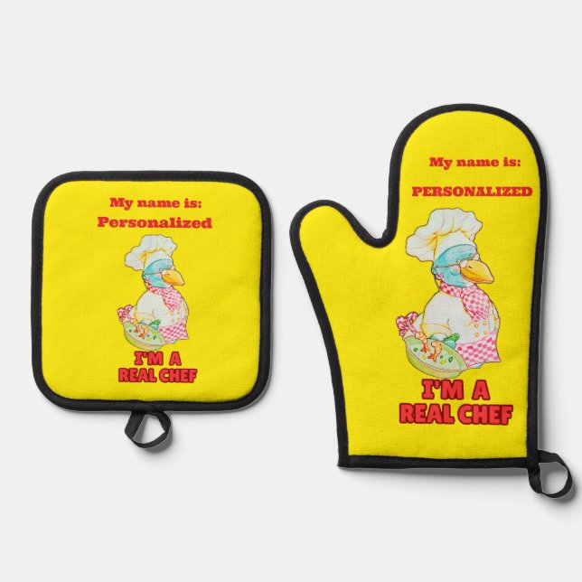 Personalized Designed Kitchen  Oven Mitt & Pot Holder Set (Front)