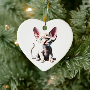 Personalized Devon Rex Kitten Ceramic Tree Decoration