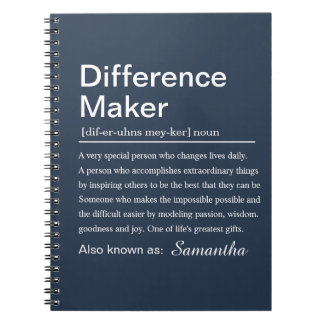 Personalized Difference Maker Definition Custom Notebook