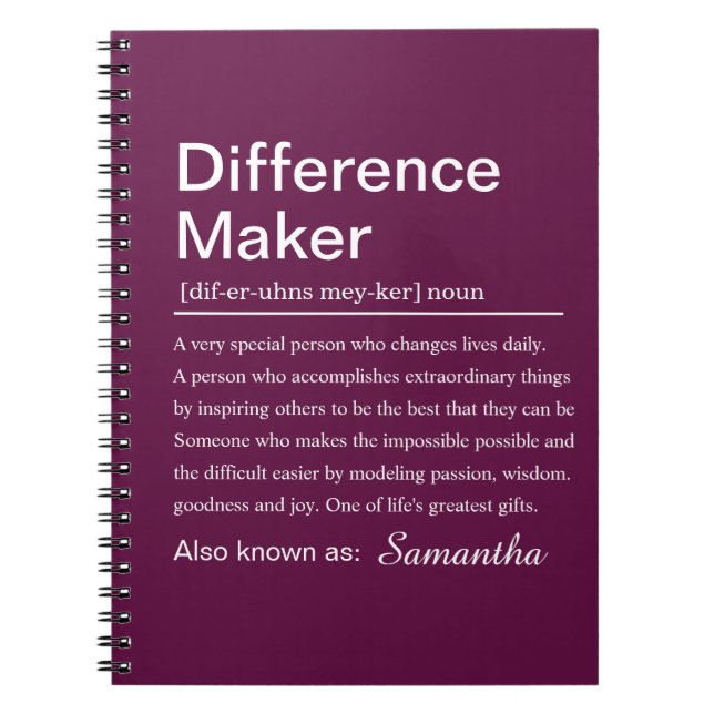 Personalized Difference Maker Notebook (Front)