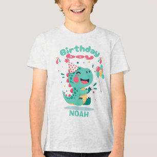 Personalized Dinosaur Birthday Boy T-Shirt Tri-Blend Shirt