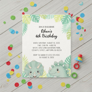 Personalized Dinosaur Birthday Invitation Dino
