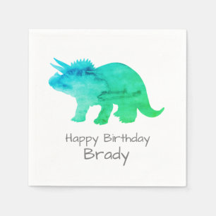 Personalized Dinosaur Blue Birthday Napkin