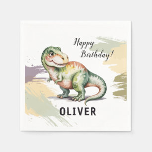 Personalized Dinosaur Kids Birthday Party Napkin