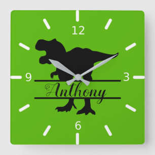 Personalized Dinosaur Square Wall Clock
