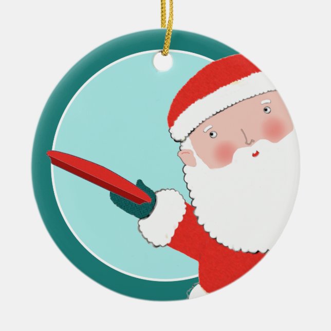 Personalized Disc Golf Holiday Gift Ceramic Tree Decoration (Front)