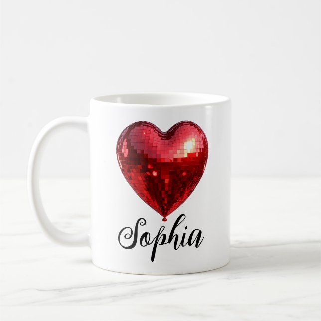 Personalized Disco Heart Coffee Mug (Left)