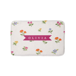 Personalized Ditsy Floral Cottagecore Wildflower Bath Mat
