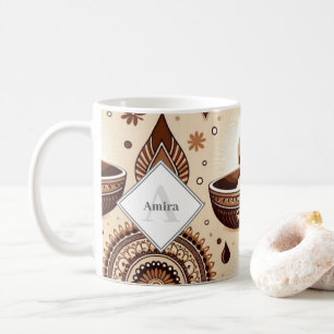 Personalized Diwali Diyas & Rangoli Gold & Bronze Coffee Mug