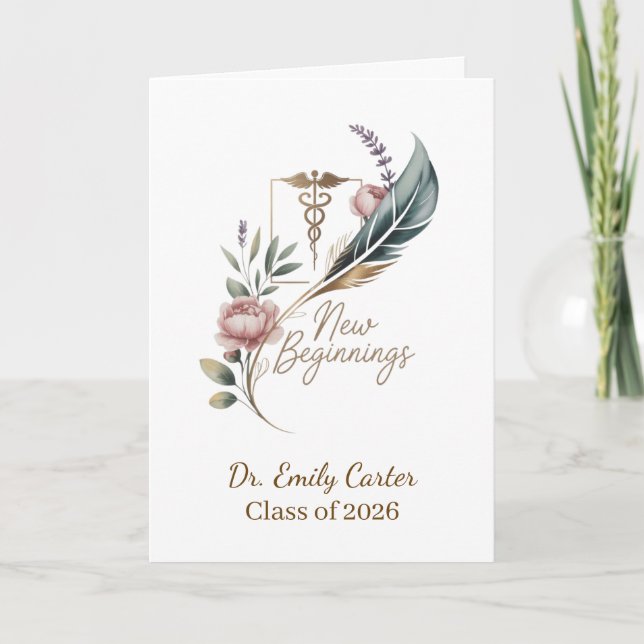 Personalized Doctor Graduation New Beginnings Card (Front)