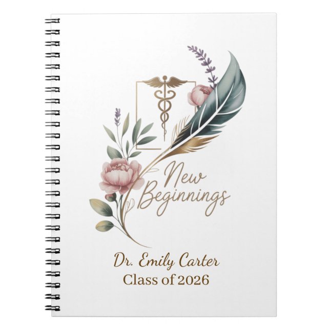 Personalized Doctor Graduation New Beginnings Notebook (Front)