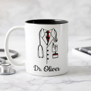 Personalized Doctor – Medical Coat & Stethoscope Two-Tone Coffee Mug