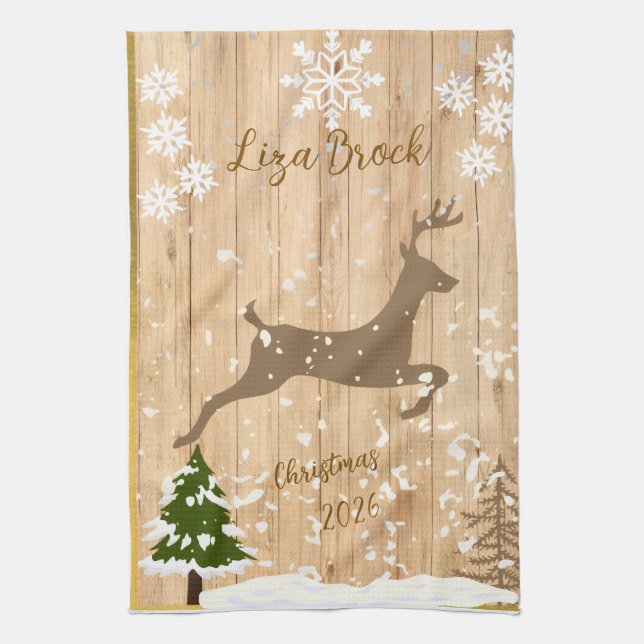 Personalized doe Christmas bauble Tea Towel (Vertical)