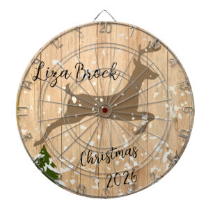 Personalized doe Christmas bauble wooden backgroun Dartboard