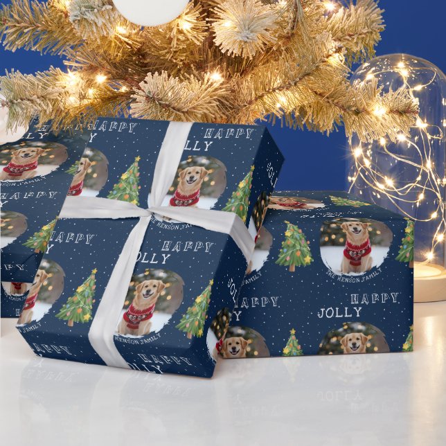 Personalized Dog and Family Photo Christmas Tree W Wrapping Paper (Holidays)