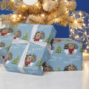 Personalized Dog and Family Photo Christmas Tree Wrapping Paper