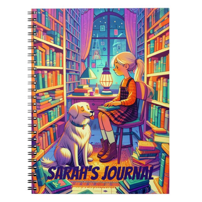 Personalized Dog Book Lovers Notebook Journal (Front)