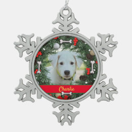 Personalized Dog Chrismas Snowflake Pewter Christmas Ornament